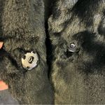 DKNY  Women's Black Front Button Down Faux Fur Jacket Coat Photo 4