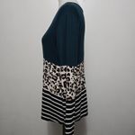 24 Seven by Maurices Kennedy Teal Leopard Stripe Colorblock Long Sleeve Top M Green Size M Photo 2