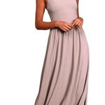 Lulus T4  Mauve Halter Neck Criss Cross Waist Maxi Dress Women's Size M Photo 0