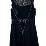 Trixxi Xs black mini dress crochet overlay lined mini dress xs black dress fall Photo 3