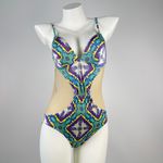 Elle NWT  1PC Swimsuit Multicolor Floral Mesh Swimwear Size M Photo 1