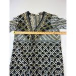 Gotta Chain Print Tunic Top Blouse‎ V Neck 3/4 Sleeve Black White Gray Size L Photo 2