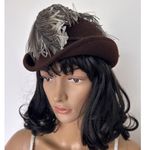 American Vintage Vintage 50-60's Bellini Originals Black cocktail tilt Hat Silver Feather Accent Photo 0