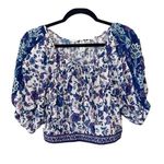 Joie  SHORT SLEEVE BLUE PRINT CROPPED TOP S Photo 1