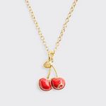 Coach New Cherry Charm Pendant Necklace; Gold/Red. With Tag, Card and Polybag Photo 3
