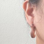 STS KARIS Basket Weave Knot Design Rose Gold Plated Hoop Earrings 10g. Pink Photo 2