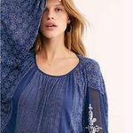 Free People  Indigo Dreams Oversized Tunic Top Navy Blue Small NEW Boho Chic Photo 1