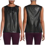 Calvin Klein  Pleated Faux Leather Sleeveless Top Black Women’s Size Medium Photo 1