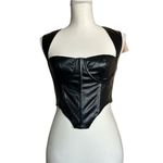 superdown  Ezra Faux Leather Top in Black Small New Womens Vegan Tank Photo 3
