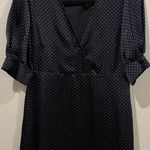 ZARA  Navy Blue White Polka Dots Short Sleeve V-Neck Mini Dress Photo 0