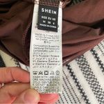 SheIn Open Back Bodysuit Medium Chocolate Brown Silky Smooth Thong Snap Edgy Coquette Photo 5