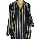 Avenue BLACK & WHITE STRIPED BUTTON DOWN BLOUSE (18/20) Photo 0