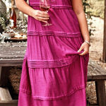 J.Jill pleated tiered midi dress rasberry size M Pink Size M Photo 0