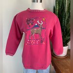 Vintage Lands’ End Deer Nature Crewneck Sweatshirt Cotton Blend L 90s Outdoors Pink Size L Photo 9