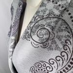 Peck & Peck  Open Front Blazer Jacket L Gray Paisley‎ Floral Button Career Boho Photo 6