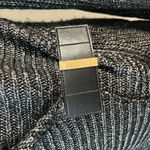 Cache  Cardigan Sweater Medium Black Silver Metallic Knit Belted Shawl Collar New Photo 3