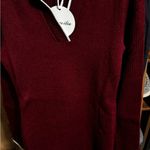 Business casual burgundy and white sweater dress. Red Photo 2