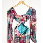 NWT Sukiso Esvedra Gown in Tropical Palm Size Small Cut Out Resort wear Wedding Pink Photo 11