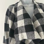 Lauren Ralph Lauren Open Front Waterfall Wool Buffalo Plaid Sweat S Small Black Photo 3