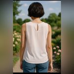 Calvin Klein Women's Pleated Cream Top Photo 2