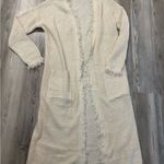 Boho Style Cream knit duster with fringe detailing, long sleeve, and open fron Size undefined Photo 4