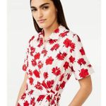 Free Assembly Floral Wrap Shirt Dress Womens XS White Red Photo 2