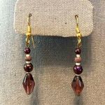 Boutique Womens Beaded Dangle Earrings Gold Fish Hook Purple White Fashion Jewelry Photo 2