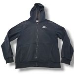 Nike Sweatshirt Size Large Full Zip Up Hooded Sweatshirt Embroidered Logo Faded Fading Black Photo 0