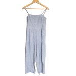 J.Crew Women's Blue Striped Linen Jumpsuit M Sleeveless Wide-Leg Photo 2