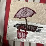 Brighton  Striped Print Beach Scene Small Canvas Leather Bag NEW Cosmetic Travel Photo 2