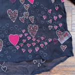 Free People  • So In Love Embroidered Blouse black sheer chiffon pink sequin bead Photo 9