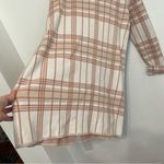 Nine West Plaid Sweater Coatigan White ish Cream Beige Tan Long Sweater Blazer L Photo 13