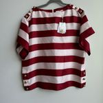 Zimmermann NWT $650  100% Silk Wonderland Boxy Tee Blouse Burgundy Stripe Size 6 Photo 2