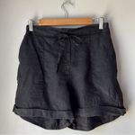 Sleeper  Cuffed Linen Black Shorts Photo 1