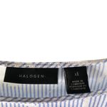 Halogen Nordstrom blue white pin strip floral puff sleeve blouse coastal Grandma Photo 7