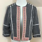 Rafaella  Mixed Prjnt Black White Pink Open Cropped Blazer Jacket PS Photo 0