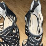 Adrienne Vittadini Caged Heels Gala Black Suede Leather Laser Cut Stiletto Sz 8 Photo 3