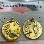 Celestial crescent moon and stars earrings Gold Photo 0