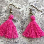 Handmade Tassel Earrings NEW Boho Festival Party Bright Pink USA Photo 2