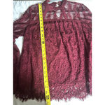 Xhilaration Women's burgundy Lace Long Sleeve Blouse M Photo 3
