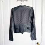 Monika Chiang • moto jacket leather woven asymmetrical zip navy blue cropped Photo 7