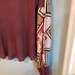 7th Ray  Women’s L Boho Sweater Shirt Long Puff Patterned Sleeve Waffle Knit Top Photo 1