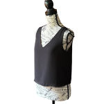 AQUA Black V-Neck Cropped Chiffon Top Women’s XS Goth Grunge Punk Moto Biker Photo 3