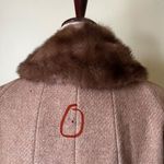 Vintage 60s Pure Wool Swing Coat Button Down Tan Brown Fur Collar Medium Brown Photo 6