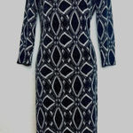 Fashion Gallery Womens Shimmer Geo stretch Bodycon Dress Sz 8 Romantic Glam Chic Black Photo 0