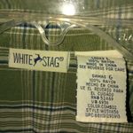 White Stag  L Olive White Cotton Plaid Shirt Top Photo 1