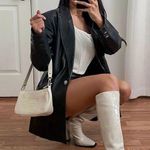 Joie Faux Vegan Leather Black Oversized Blazer Jacket Coat Blogger Favorite. Photo 2