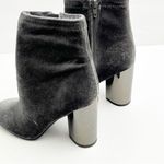 ALDO  Cassydie Dark Gray Velour Metallic Block Heel Almond Toe Side Zipper Boots Photo 9
