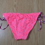 Victoria's Secret B3 New Victoria’s Secret Swimsuit String Bikini Bottoms Crochet Neon Pink XS Photo 4