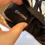 Soludos  Tan Black Canvas Espadrille Wedge Womens 8 Beachy Lace Up Ankle Shoes Photo 7